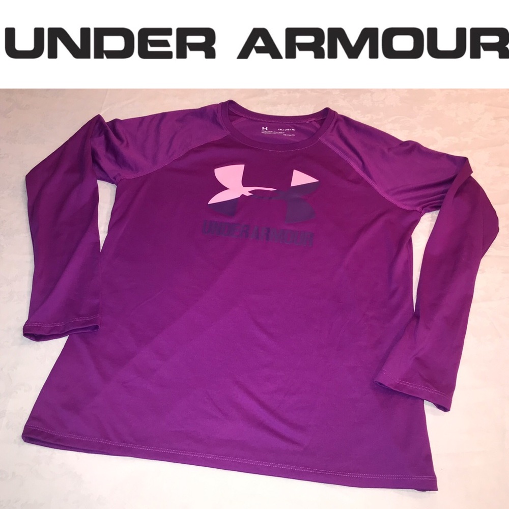 Under Armour Girls Solid Big Logo Long Sleeve Tee
